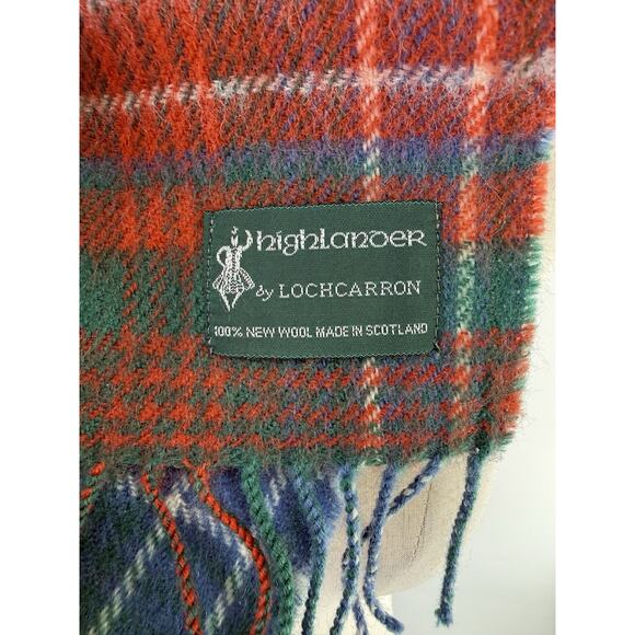 VTG Highlander By Lochcarron Wool Scarf Scotland Plaid - Picture 3 of 5